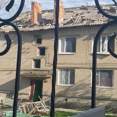 Damaged house in Ukraine